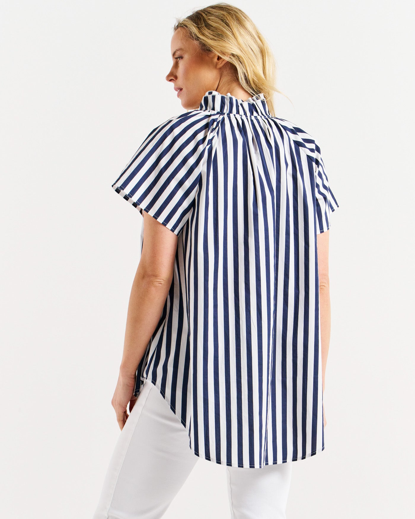 Betty Basics Caspian Blouse - Blue/White Stripe