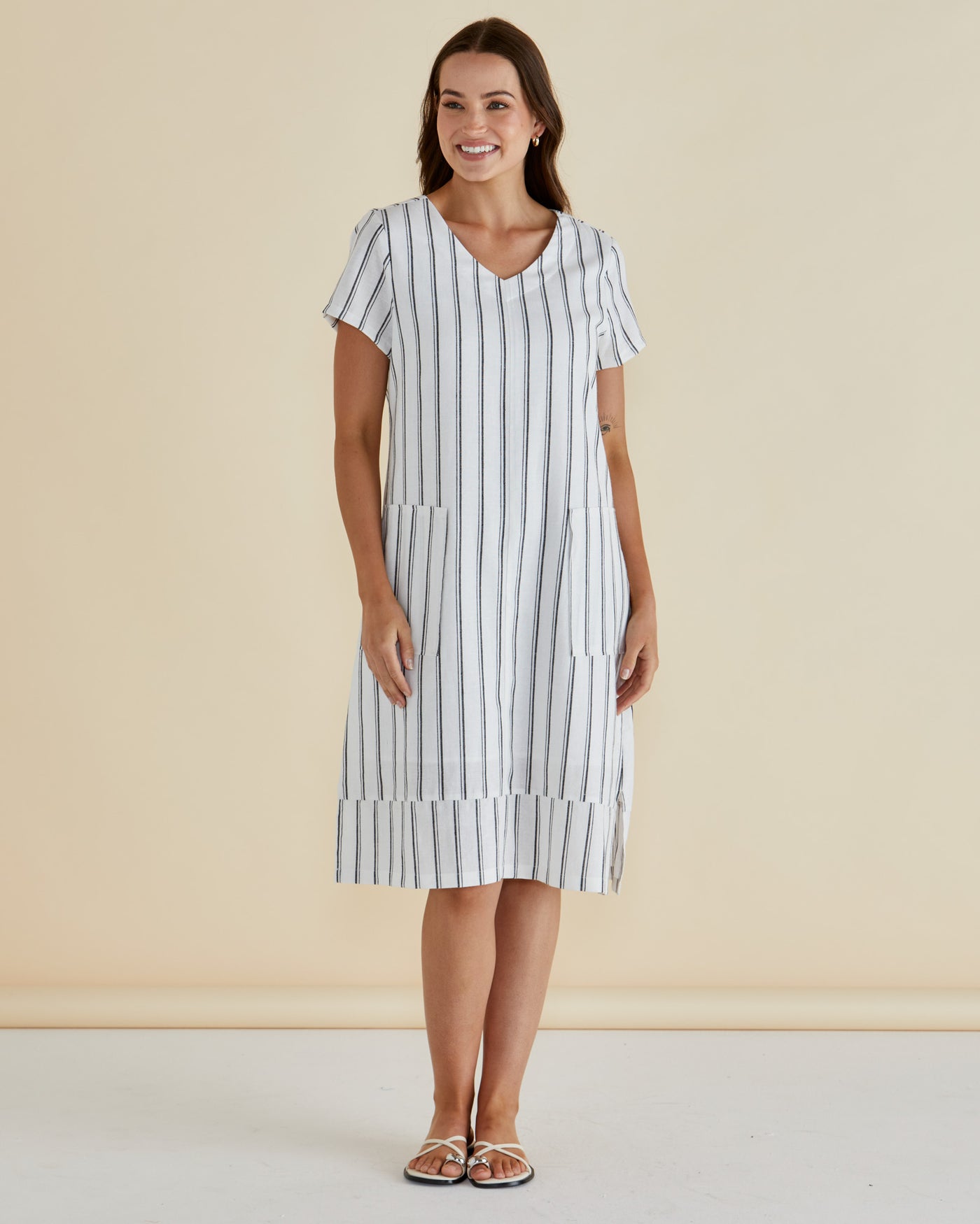Betty Basics Elwood Dress - Black/White Stripe