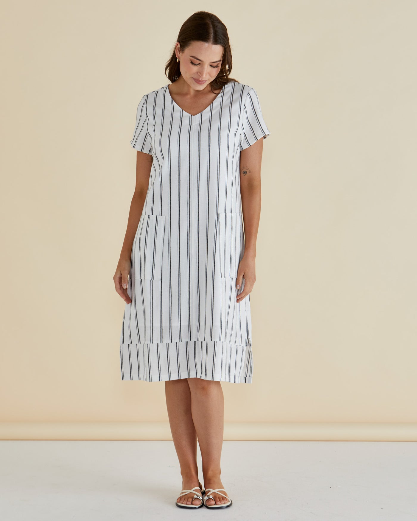 Betty Basics Elwood Dress - Black/White Stripe