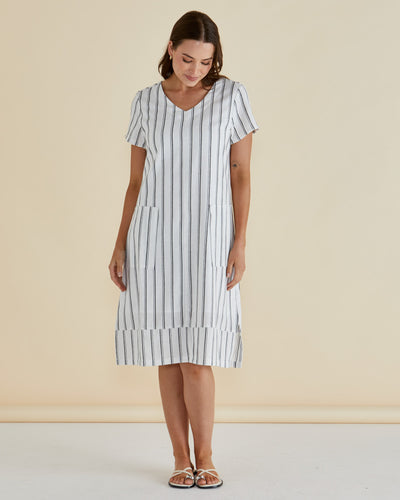 Betty Basics Elwood Dress - Black/White Stripe