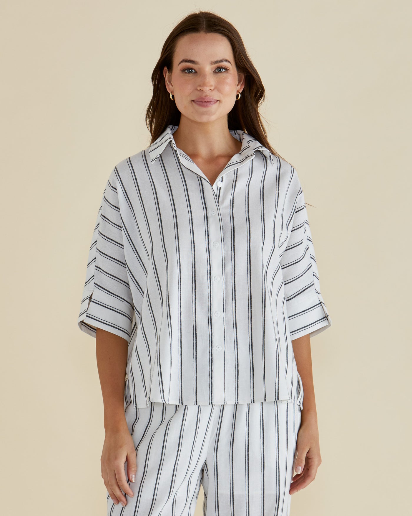Betty Basics Lynwood Shirt - Black/White Stripe