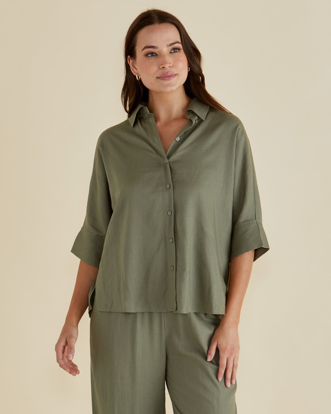Betty Basics Lynwood Shirt - Olive Green
