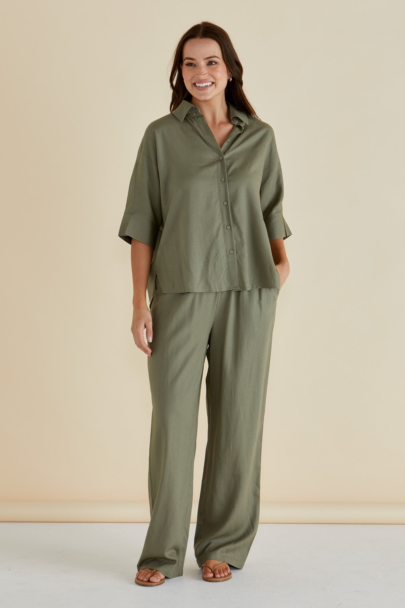 Betty Basics Lynwood Shirt - Olive Green