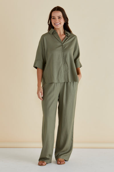 Betty Basics Lynwood Shirt - Olive Green