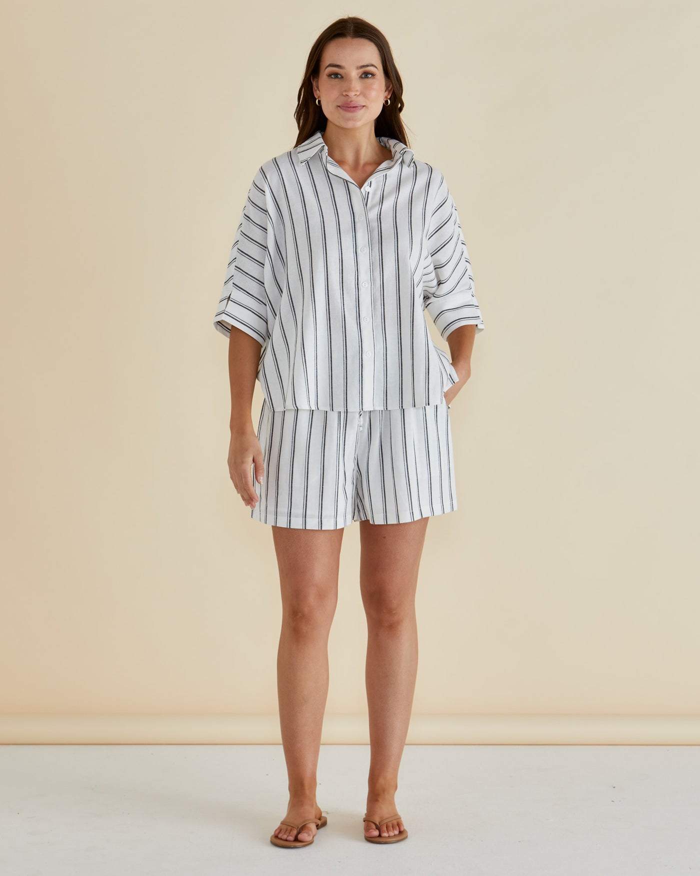 Betty Basics Sierra Short - Black/White Stripe