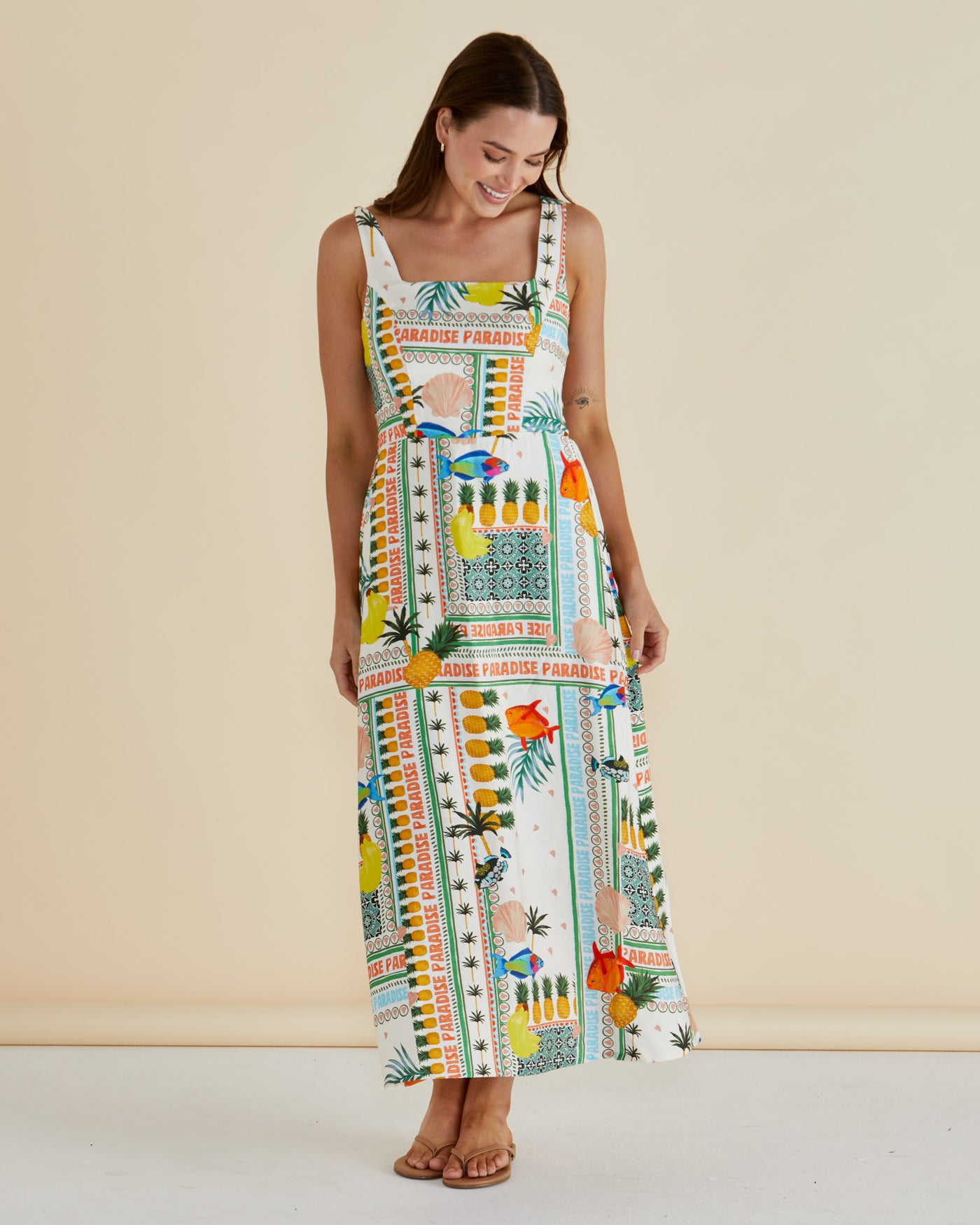 Betty Basics Tegan Midi Dress - Paradise Print Pink