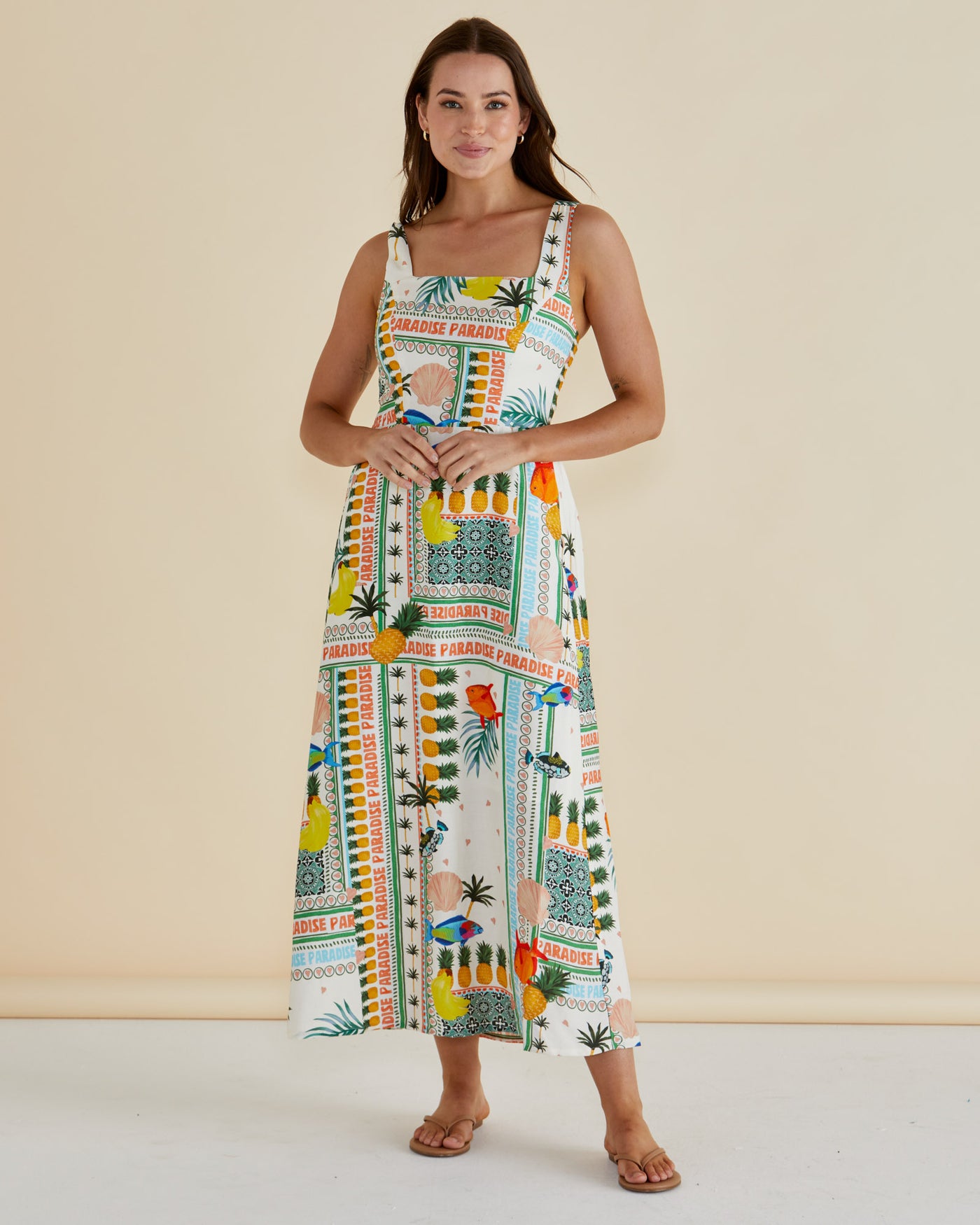 Betty Basics Tegan Midi Dress - Paradise Print Pink