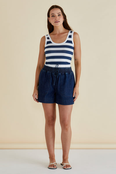 Betty Basics Relax Denim Shorts - Dark Blue