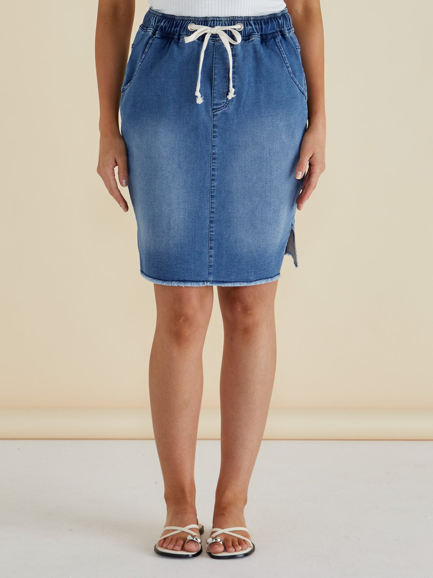 Betty Basics BB8467 Augie Denim Skirt - Denim Blue