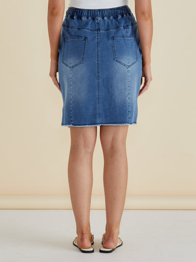 Betty Basics BB8467 Augie Denim Skirt - Denim Blue