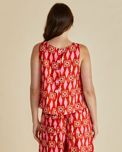 Betty Basics BB8485 Copacabana Shell Top - Sardinia Geo Print Red