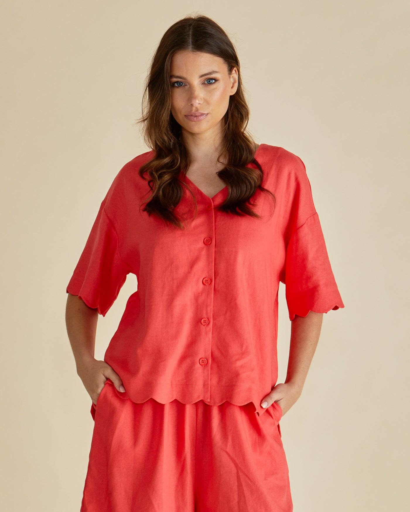 Betty Basics BB8511 Scarlett Shirt - Red
