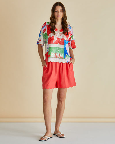 Betty Basics BB8511 Scarlett Shirt - Seashell Print Multi