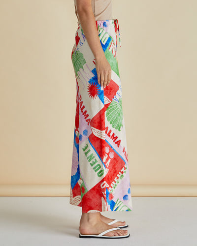 Betty Basics BB8513 Brooke Bias Skirt - Seashell Print Multi