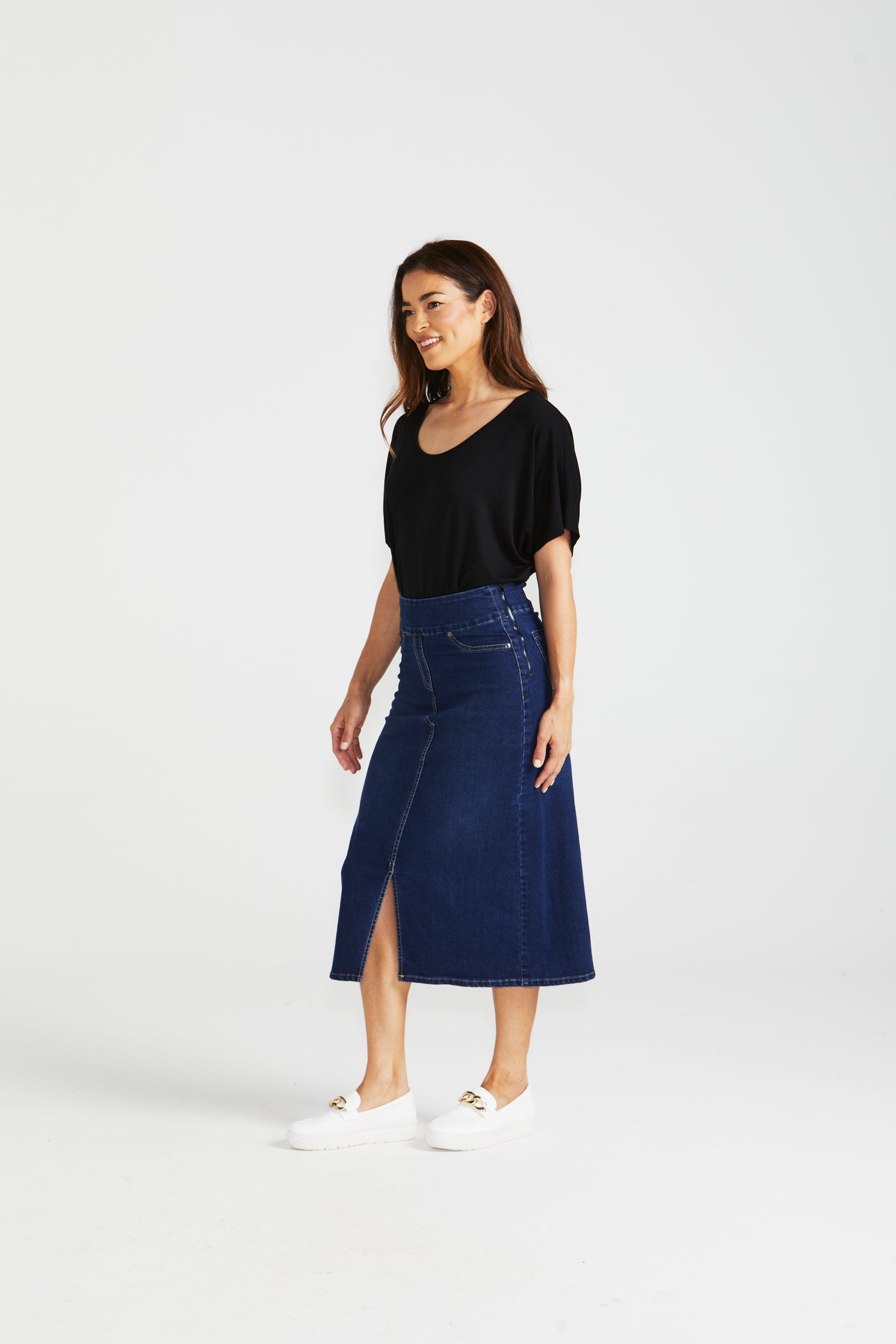 Betty Basics Shelby Stretch Denim Skirt - Midnight Denim