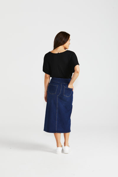 Betty Basics Shelby Stretch Denim Skirt - Midnight Denim