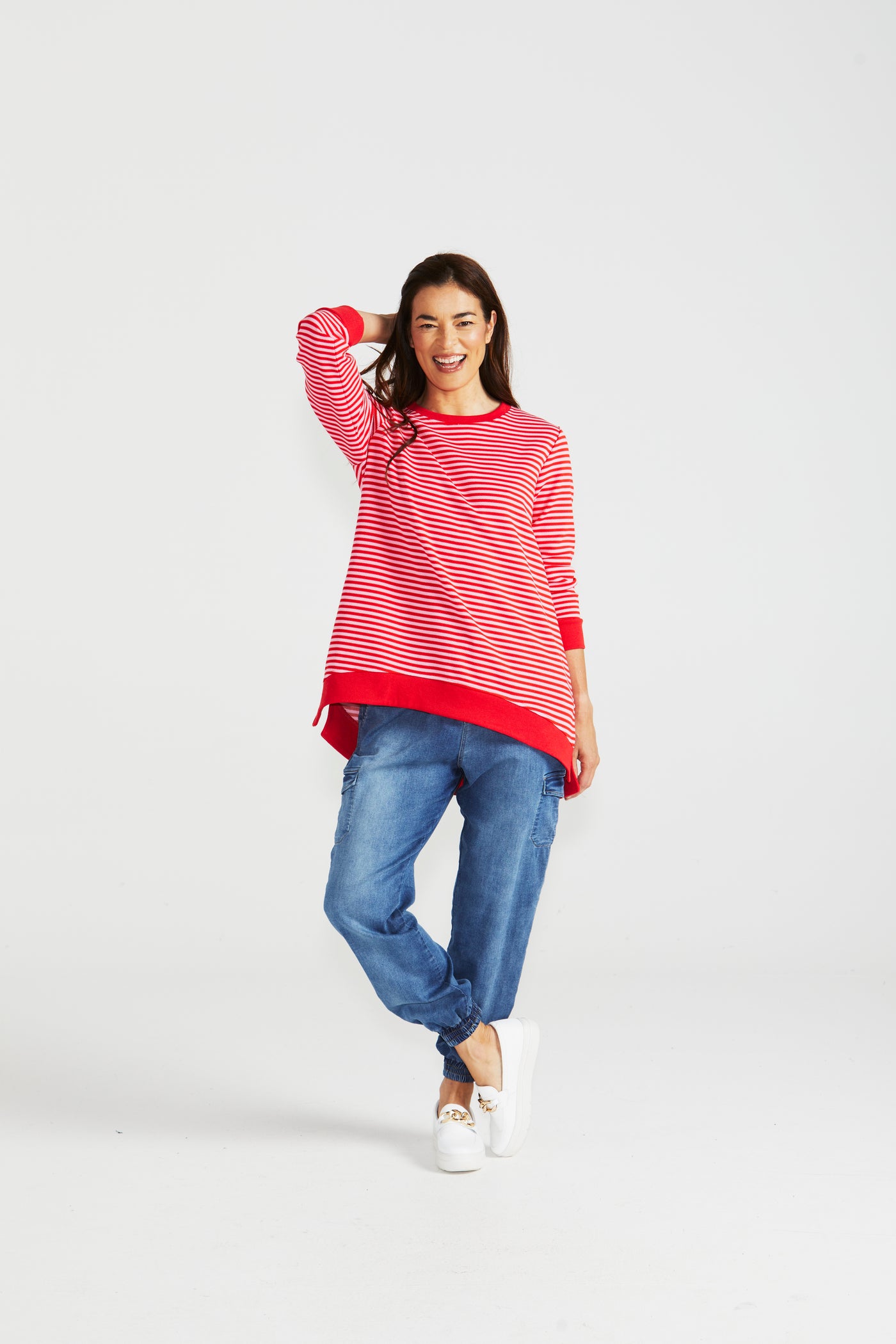 Betty Basics Courtney Jumper - Cherry Stripe