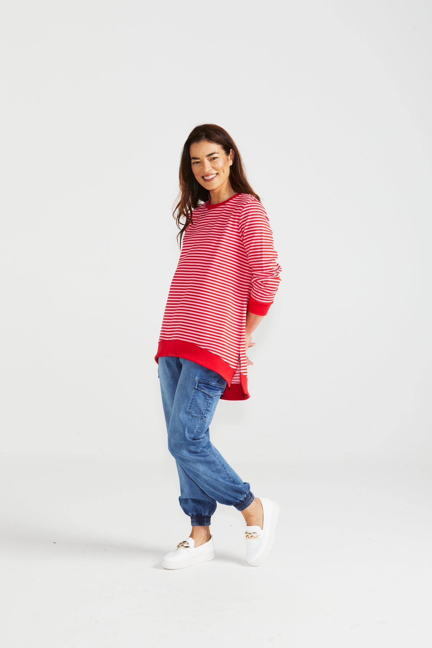 Betty Basics Courtney Jumper - Cherry Stripe