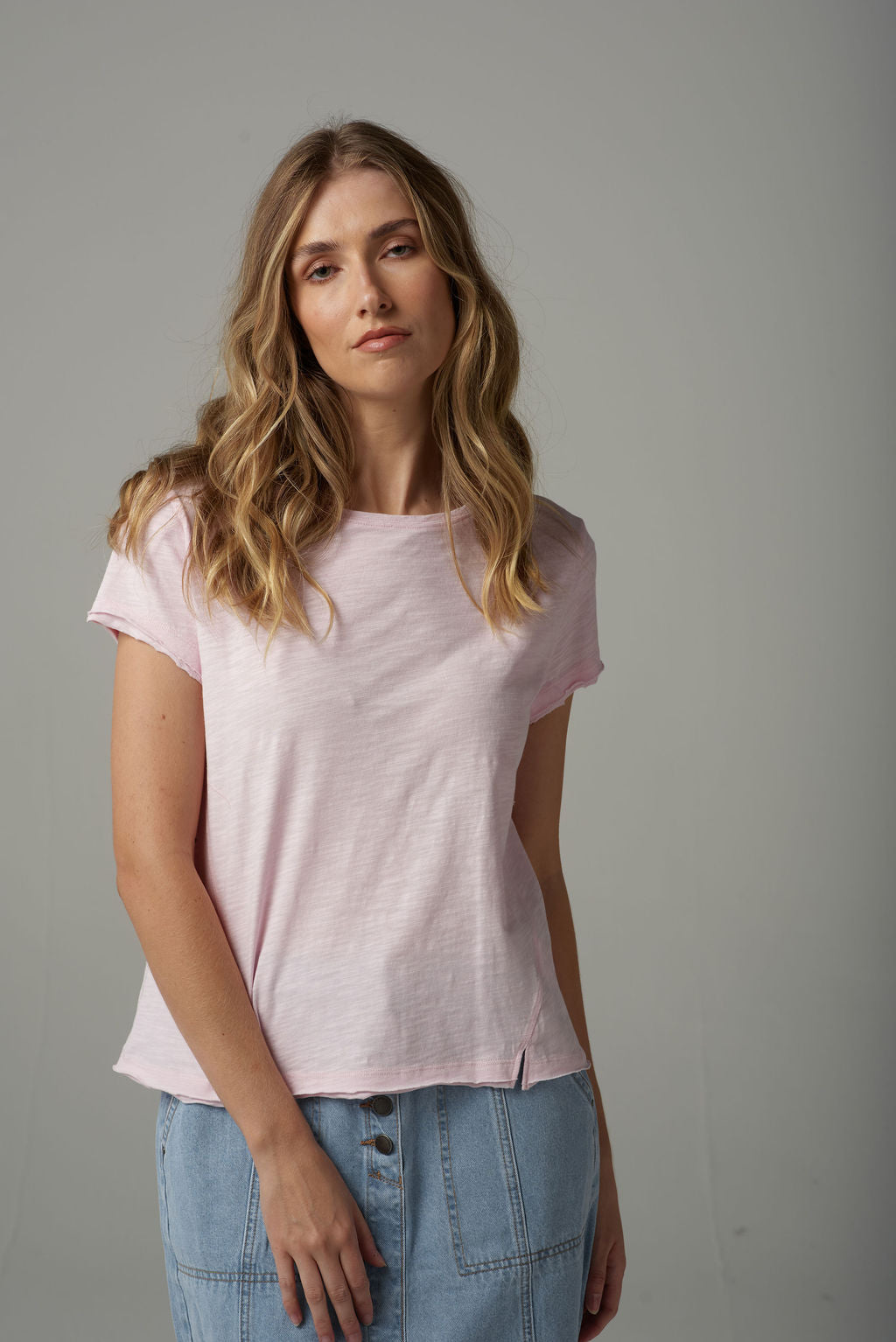 Cloth+Paper+Scissors Front Split Tee - Pink Touch