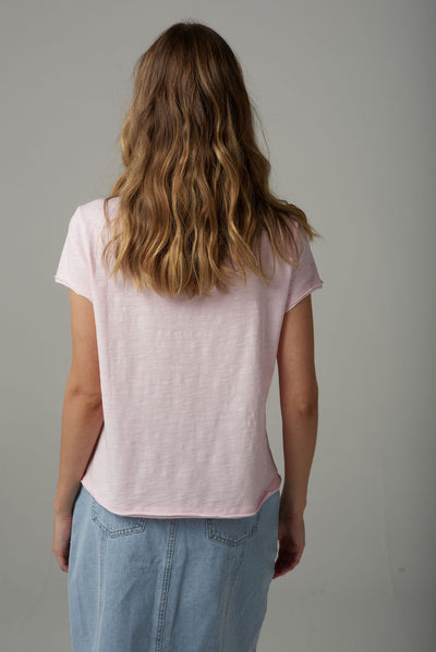 Cloth+Paper+Scissors Front Split Tee - Pink Touch