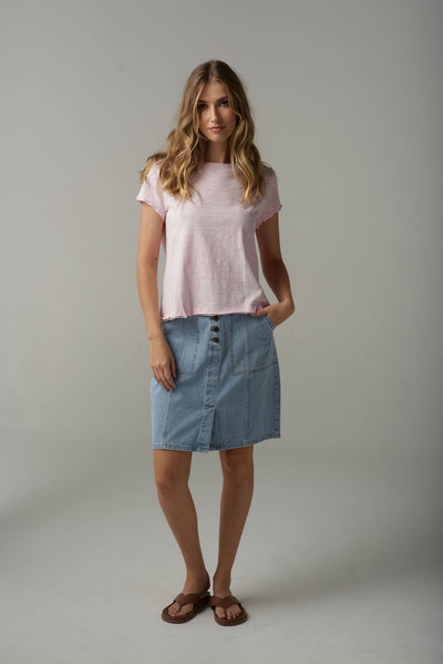 Cloth+Paper+Scissors Front Split Tee - Pink Touch
