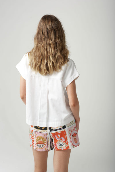 Cloth+Paper+Scissors Rodeo Patch Cap Sleeve Shirt - Rodeo Print