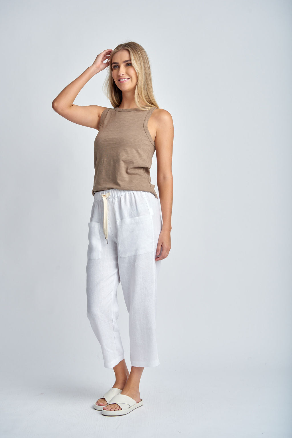 Cloth+Paper+Scissors Casual Linen Pant - White