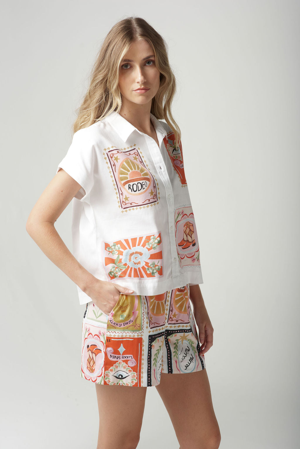 Cloth+Paper+Scissors Rodeo Print Shorts - Rodeo Print