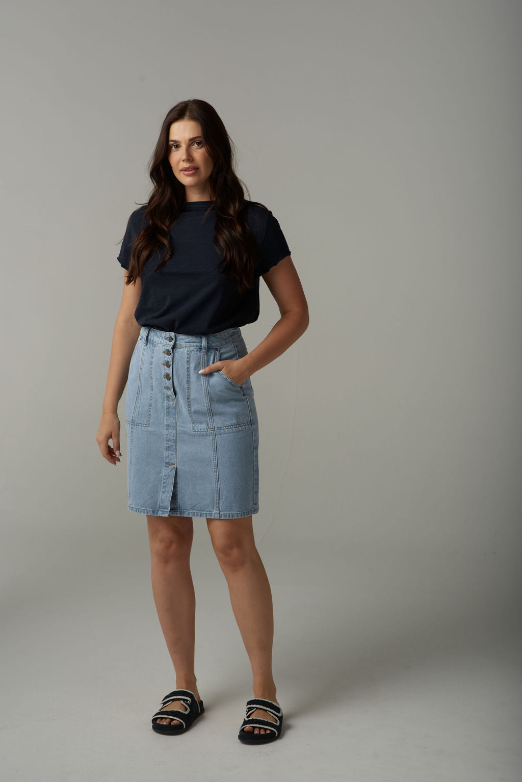 Cloth+Paper+Scissors Denim Skirt - Light Blue