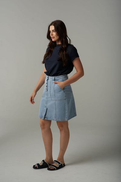 Cloth+Paper+Scissors Denim Skirt - Light Blue