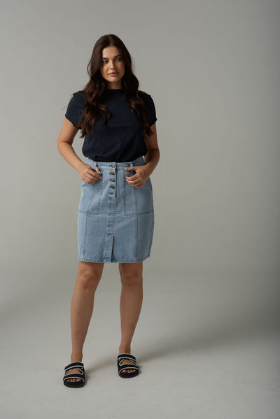 Cloth+Paper+Scissors Denim Skirt - Light Blue