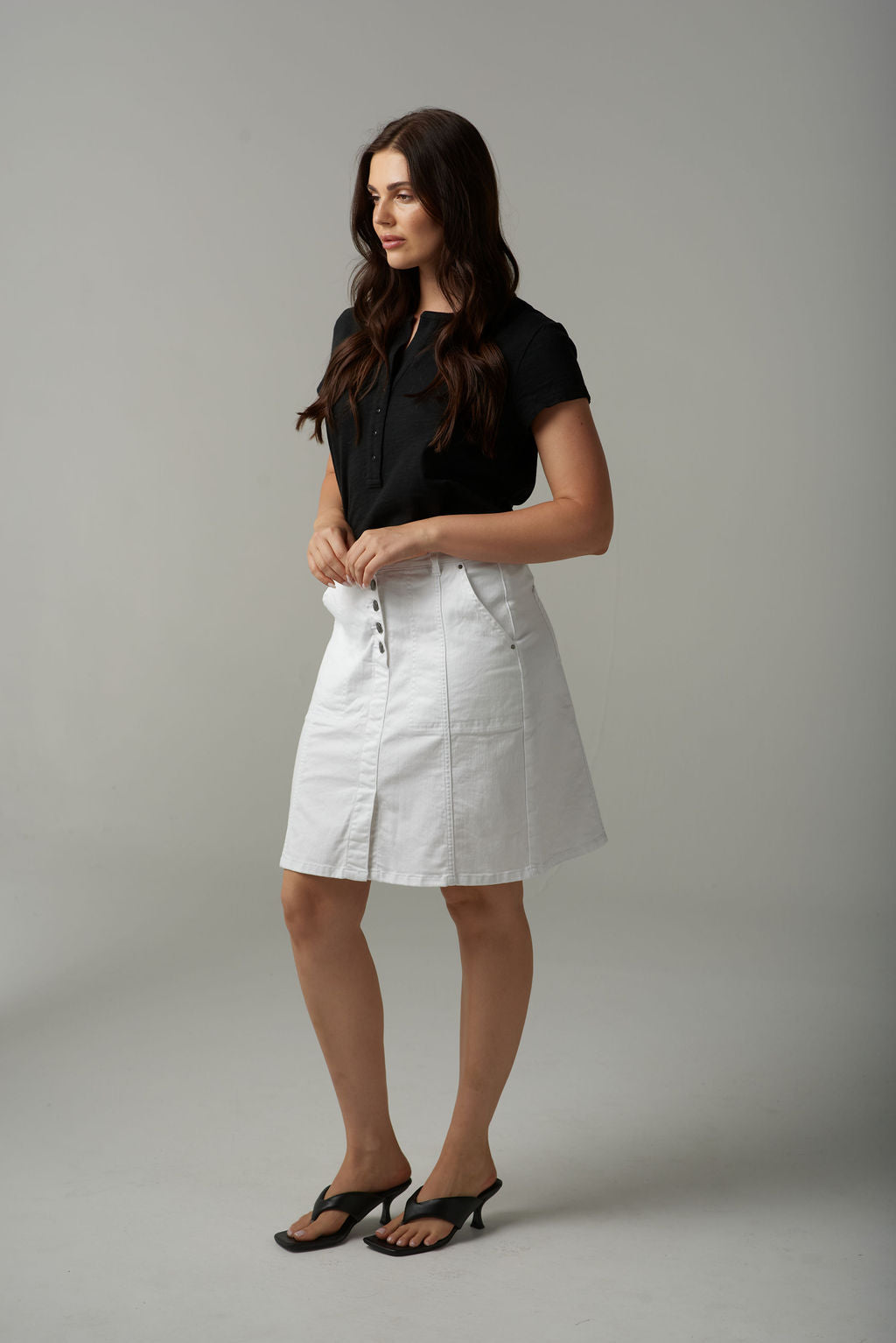 Cloth+Paper+Scissors Denim Skirt - White