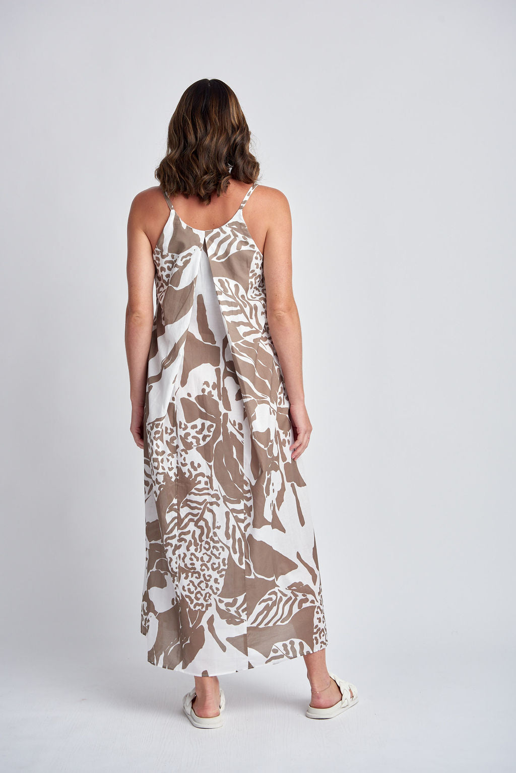 Beige and white neutral maxi dress by cloth paper scissors