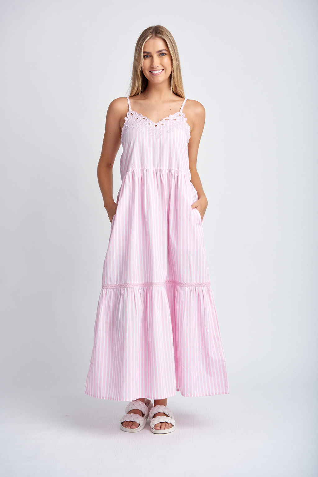 Cloth+Paper+Scissors Cotton Sundress - Pink/White Stripe