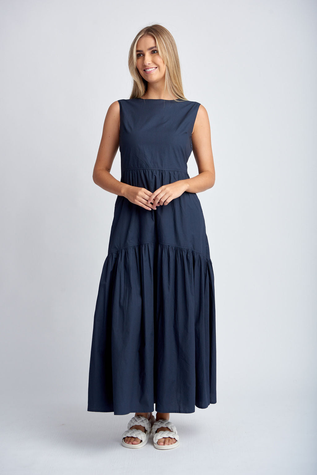 Cloth+Paper+Scissors Peephole Maxi Dress - Navy