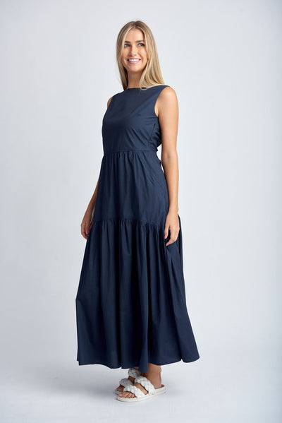 Cloth+Paper+Scissors Peephole Maxi Dress - Navy