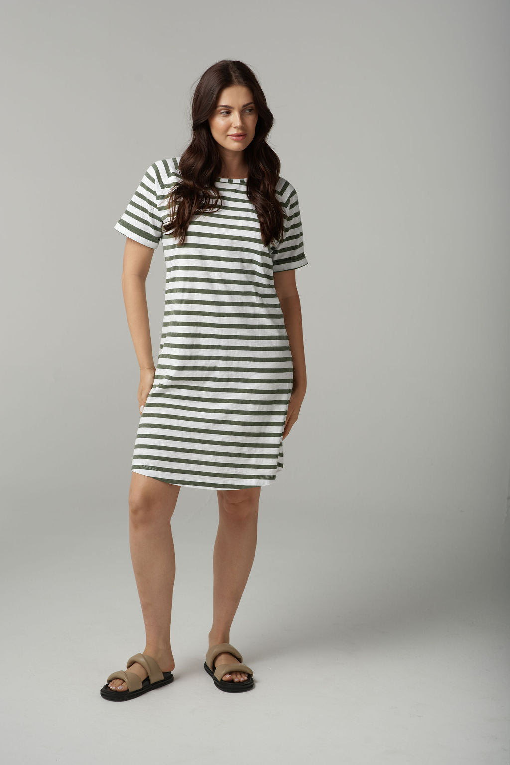 Cloth+Paper+Scissors Stripe Raglan Dress - White Fairway