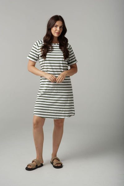 Cloth+Paper+Scissors Stripe Raglan Dress - White Fairway