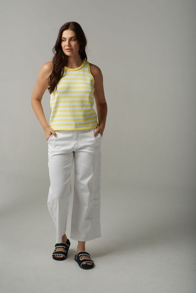 Cloth+Paper+Scissors Stripe Knit Tank - Lemon White
