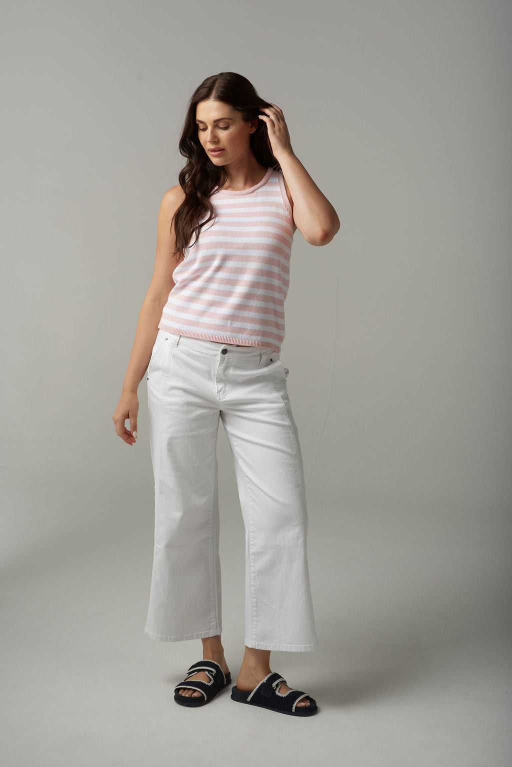 Cloth+Paper+Scissors Stripe Knit Tank - Pink Touch White