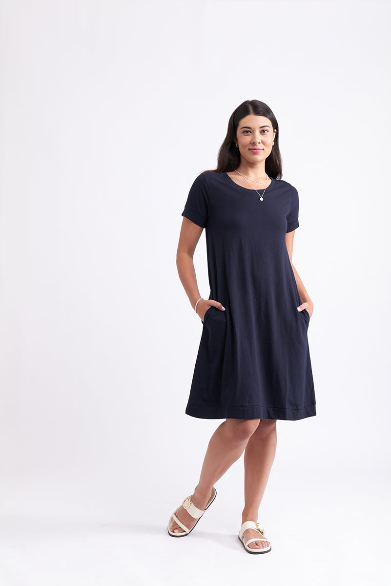 Foil Captains Choice Dress - Navy