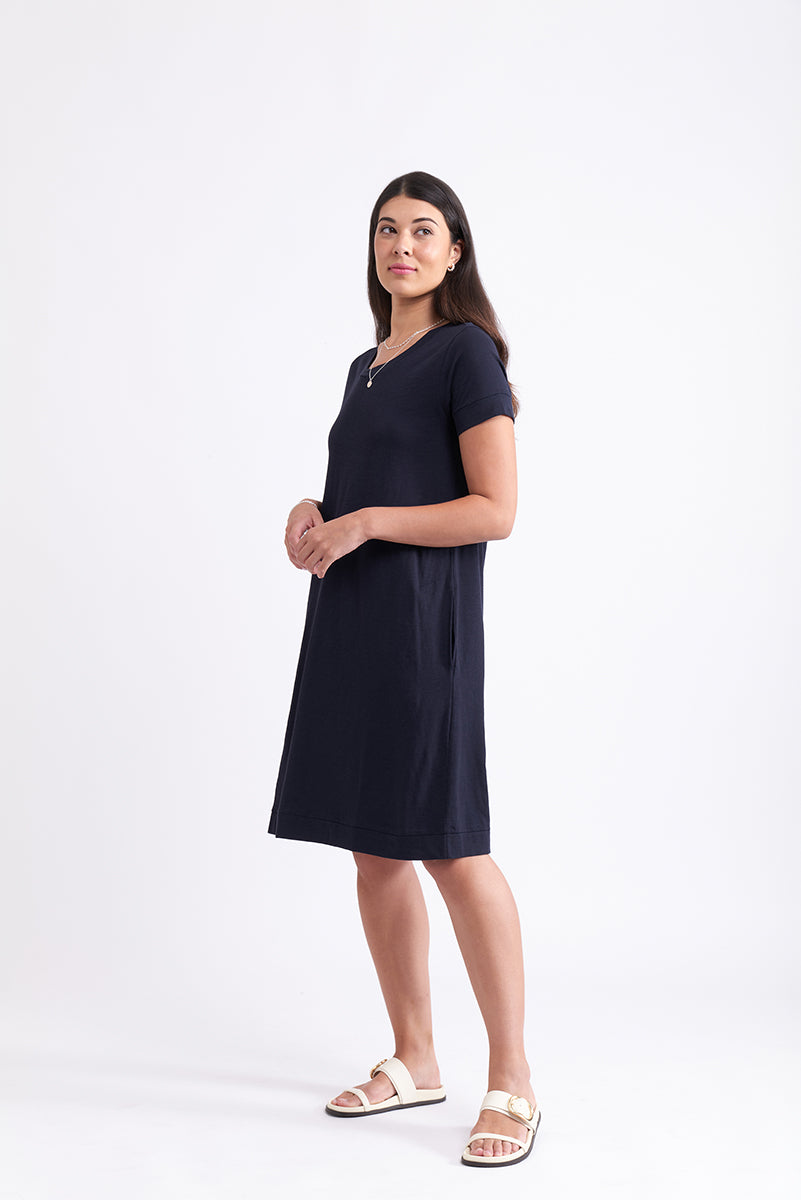 Foil Captains Choice Dress - Navy