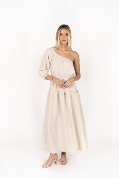 ELIANA DRESS-NATURAL one sleeve dress