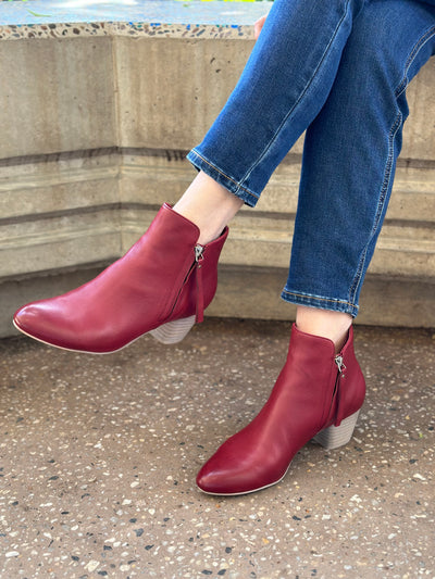red heel boots with side zips