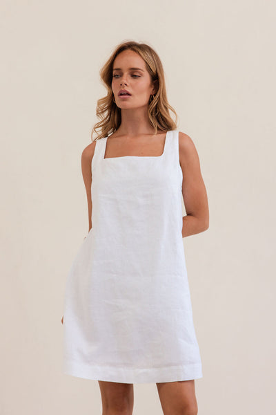 Kaleido K102W Square Nk Shift Dress - White