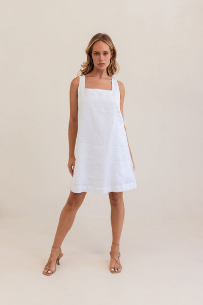 Kaleido K102W Square Nk Shift Dress - White