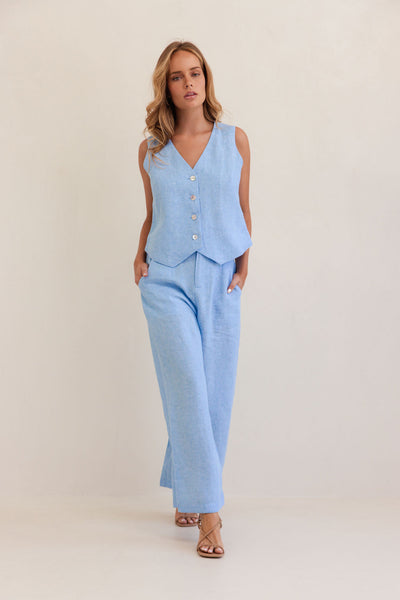 Kaleido K104C Wide Leg Pant - Chambray