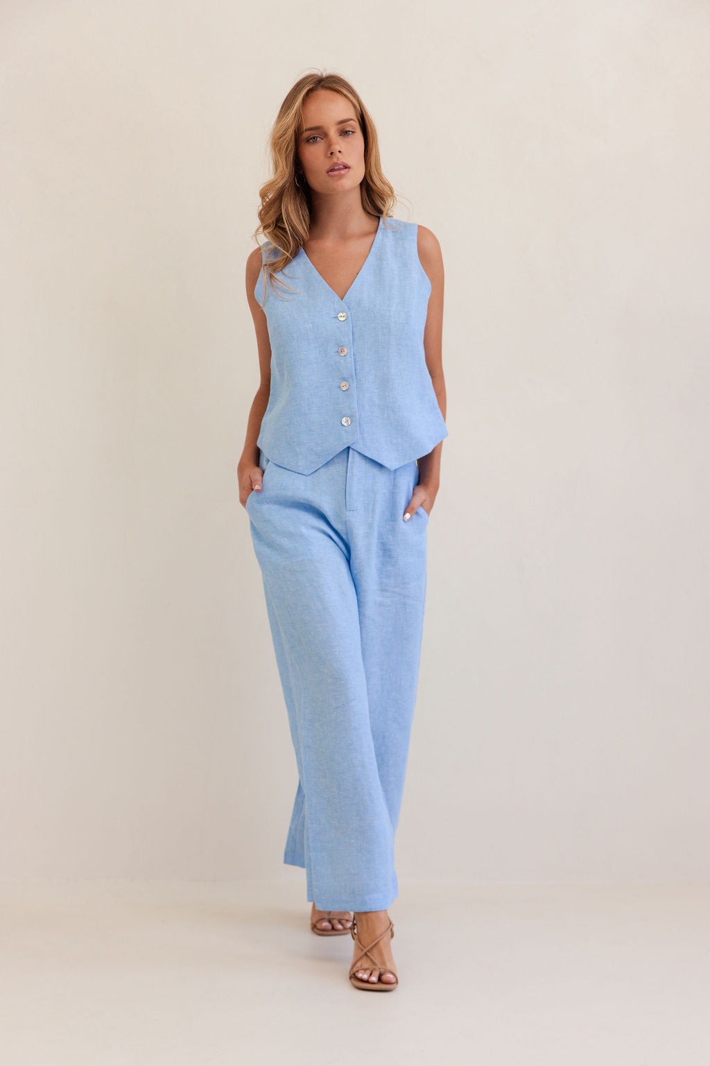 Kaleido K104C Wide Leg Pant - Chambray