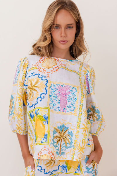 Kaleido K80 Elbow Sleeve Top - Amalfi Dreams