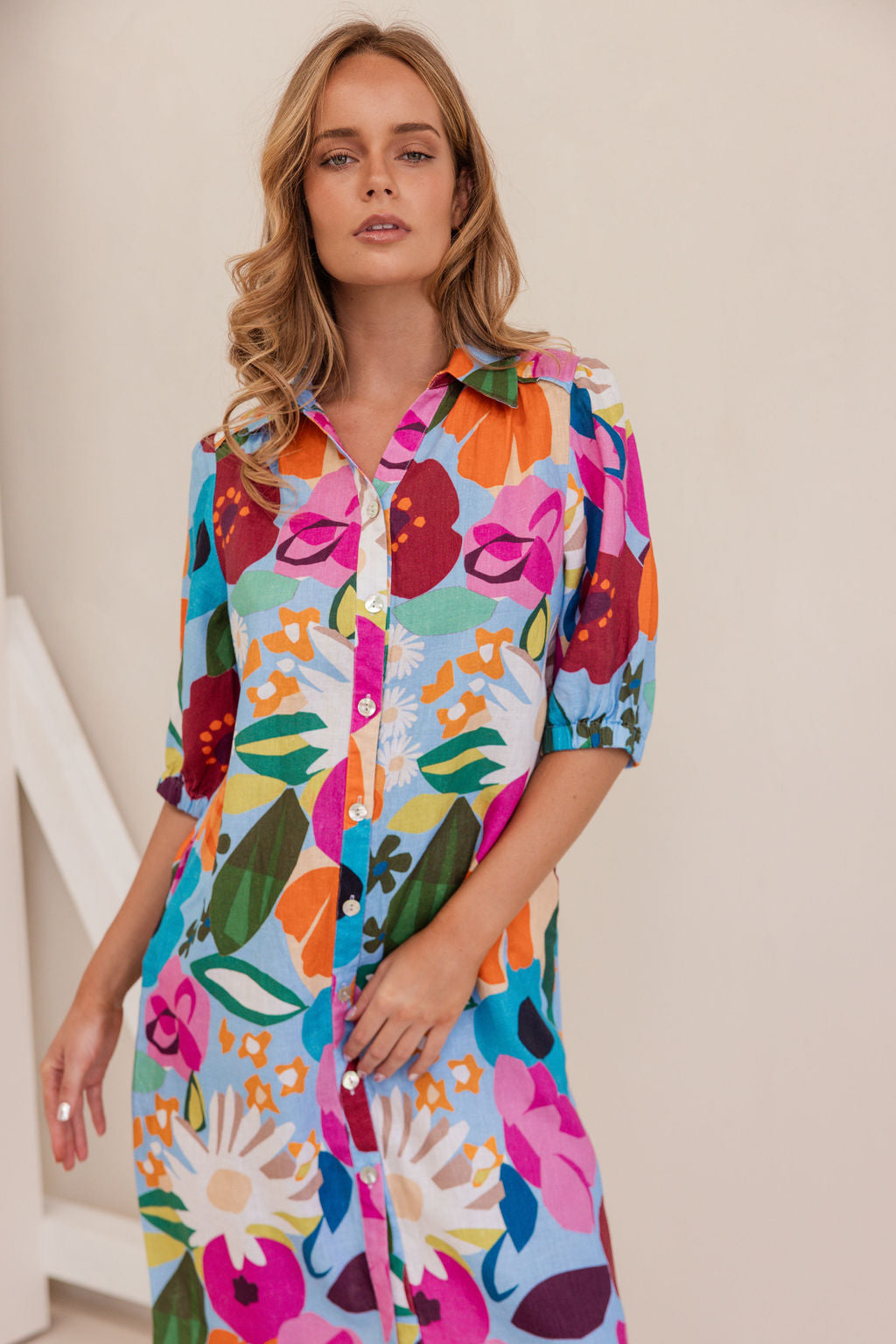 Kaleido K90 Collared Dress - Bloom Burst
